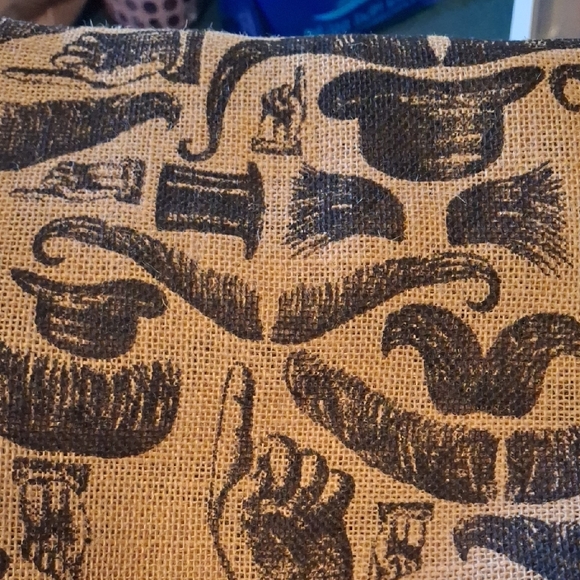 Other - Burlap Mustache & Grooming Print Fabric